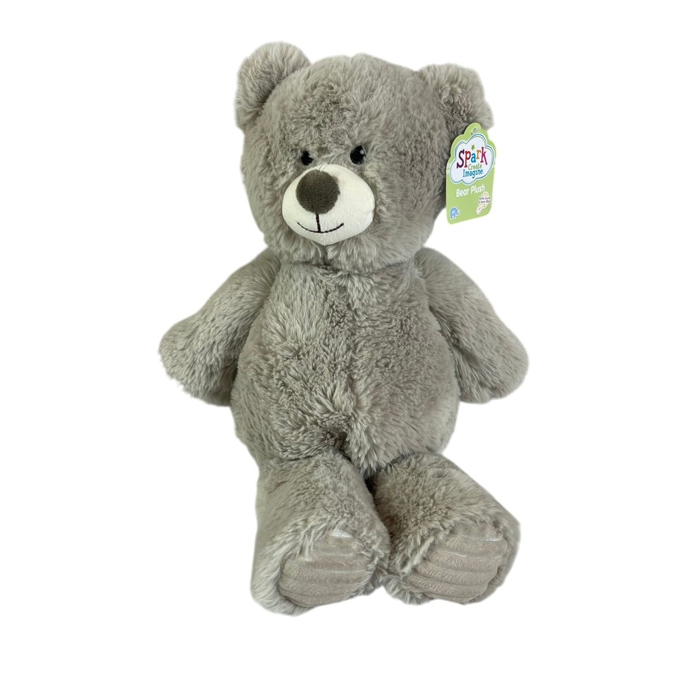 Walmart Spark Gray Bear Rattle Plush 14" Stuffed Toy Lovey